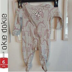 🎁10/$25-Unicorn Sleeper, gray and pink,  6 month